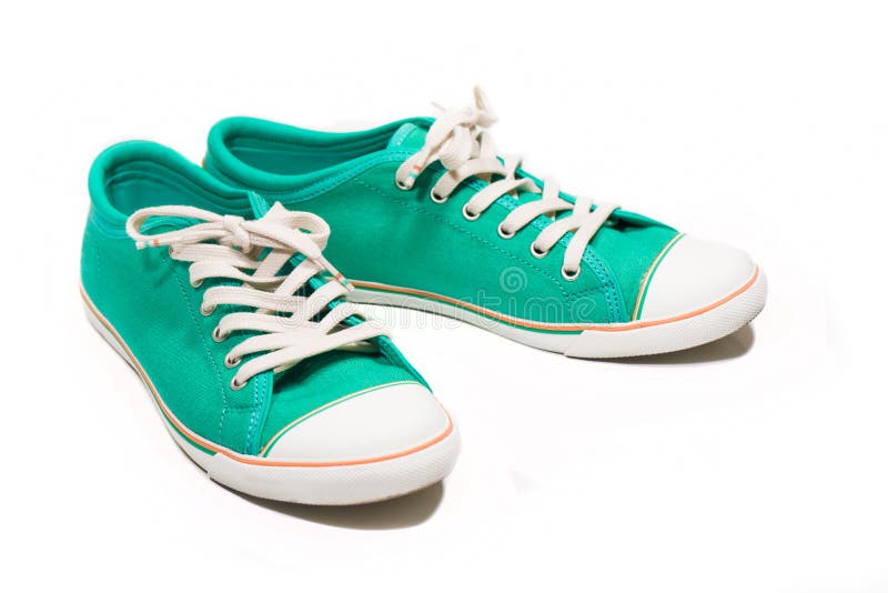Pair of new green sneakers stock image. Image of young - 37745317