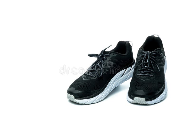 Pair of Black Safety Leather Shoes Isolated on White Background with ...