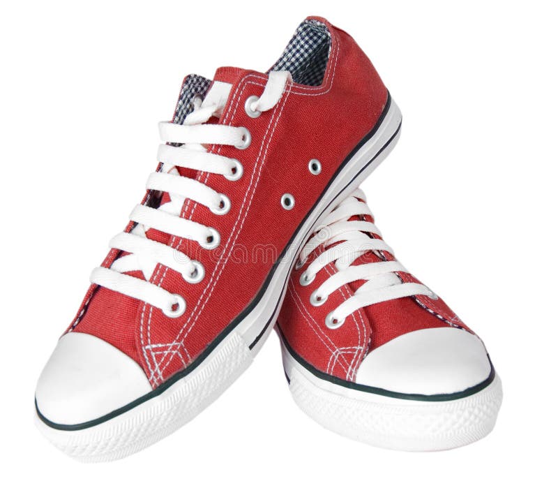 Red sneakers stock photo. Image of clothing, laces, used 93429922