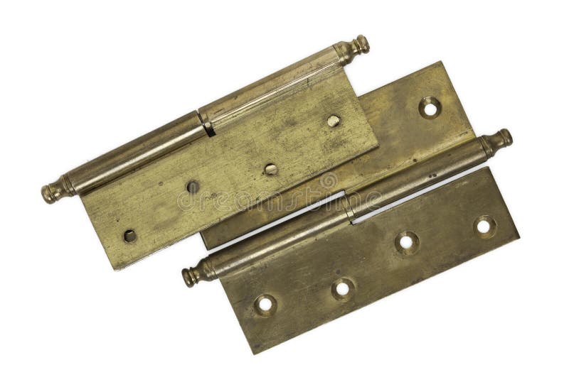 Pair of Old Brass Hinges Isolated on a White Stock Image Image of macro, building 184264723