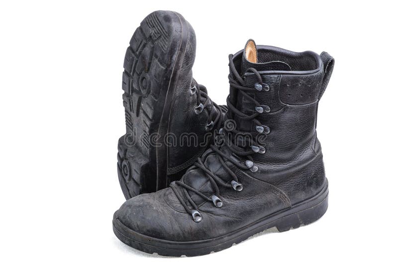 Pair of Old Leather Military Boots Stock Image - Image of climbing ...