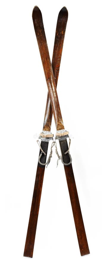 Pair of old wooden alpine skis