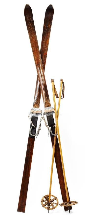 Pair of old wooden alpine skis