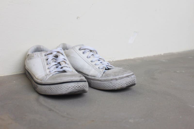 Pair of Old Worn Out Canvas Sneakers Alone Stock Photo - Image of ...