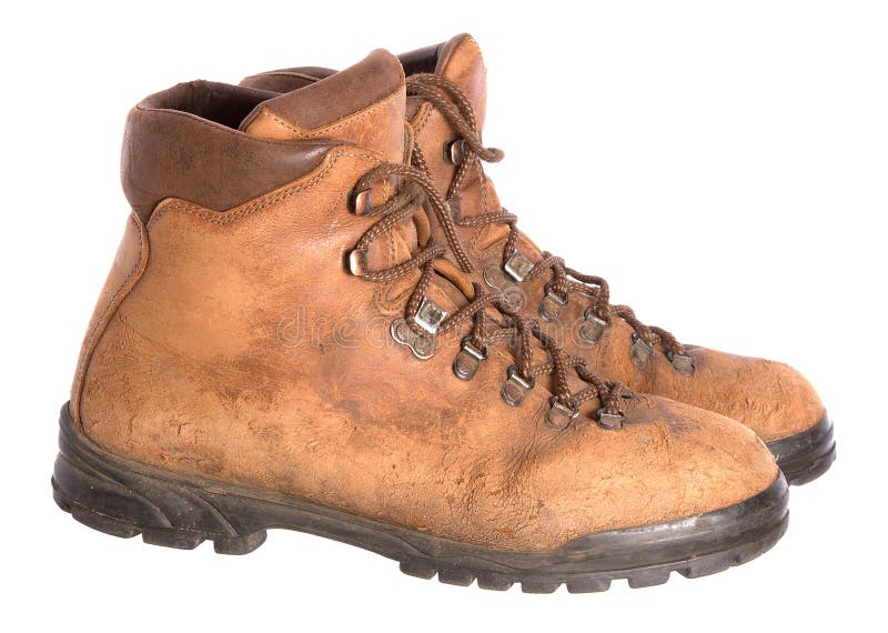 Pair Of Old Worn Walking Boots Stock Photo - Image of dirty, white: 7818924