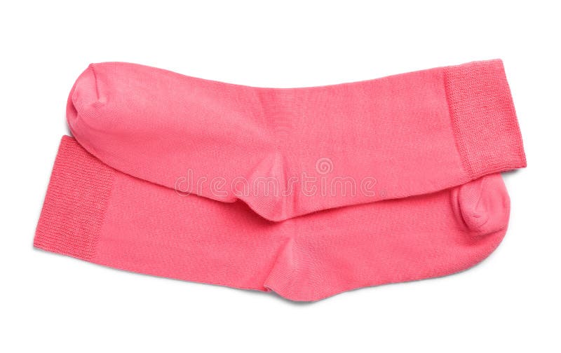 Pair of Pink Socks on White Background, Top View Stock Photo Image of
