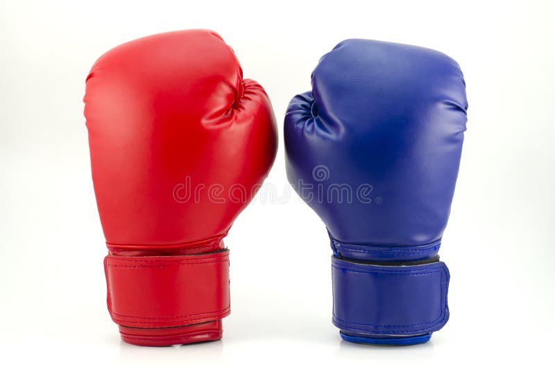 Pair Of Red And Blue Leather Boxing Gloves Isolated On White Stock Image Image Of Equipment Strength 36380525