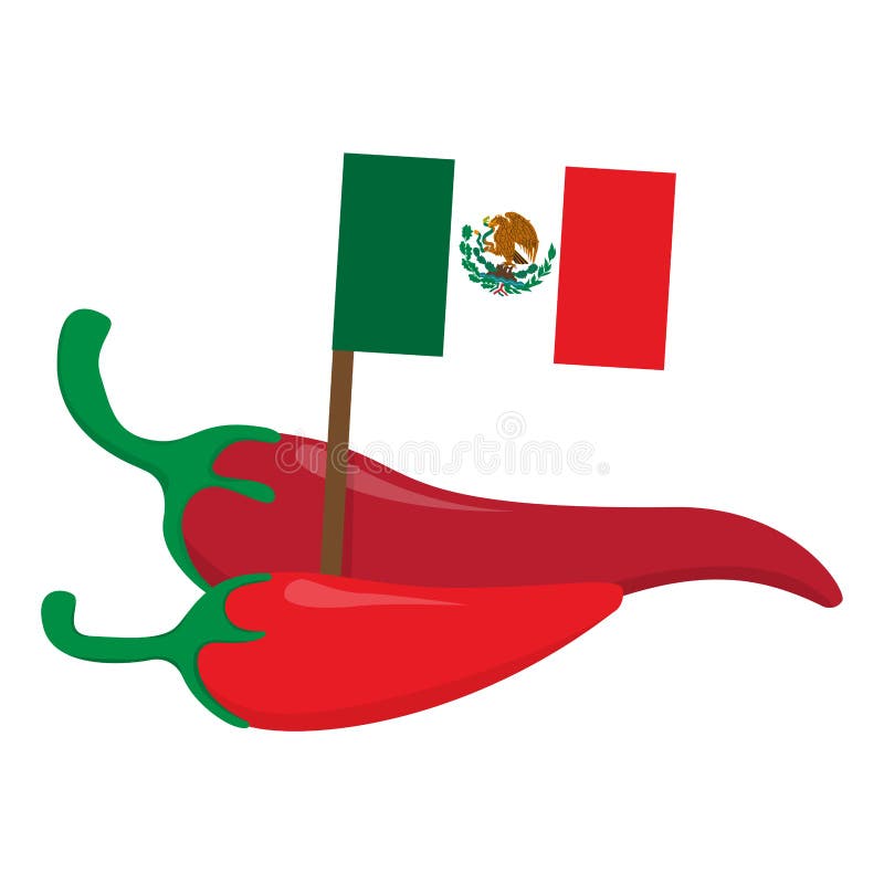Chili Peppers with Flag stock vector. Illustration of decoration 9314729