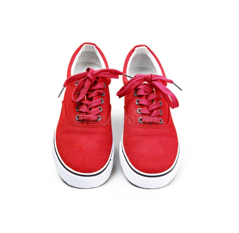 A Pair of Red Color Canvas Shoes Isolated on White Stock Photo - Image ...