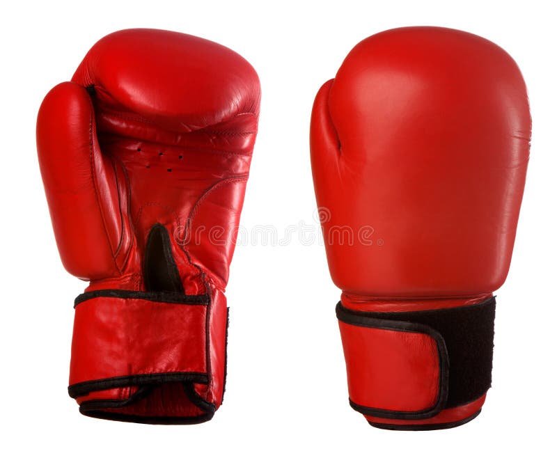 Pair of Red Leather Boxing Gloves on White Stock Photo Image of force