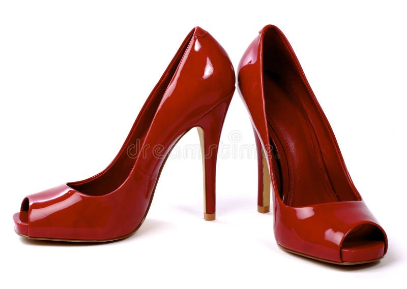 Pair of Red Women s High-Heel Shoes 1