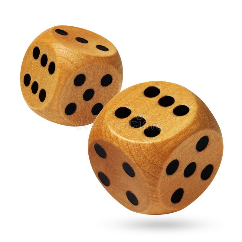 A pair of rolling dices on white