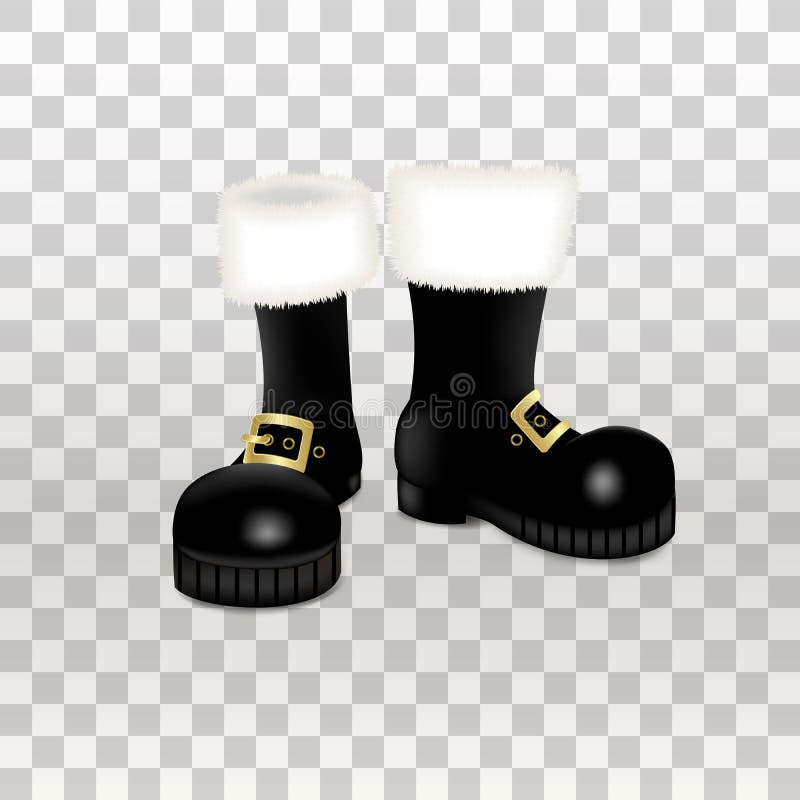 A Pair Of Santa Claus Christmas Black High Boots . Realistic Vector ...