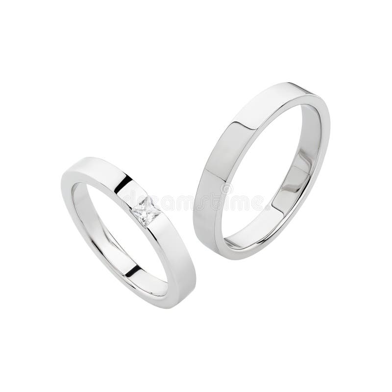 Pair of Silver Wedding Rings Isolated on White Background Stock Image ...