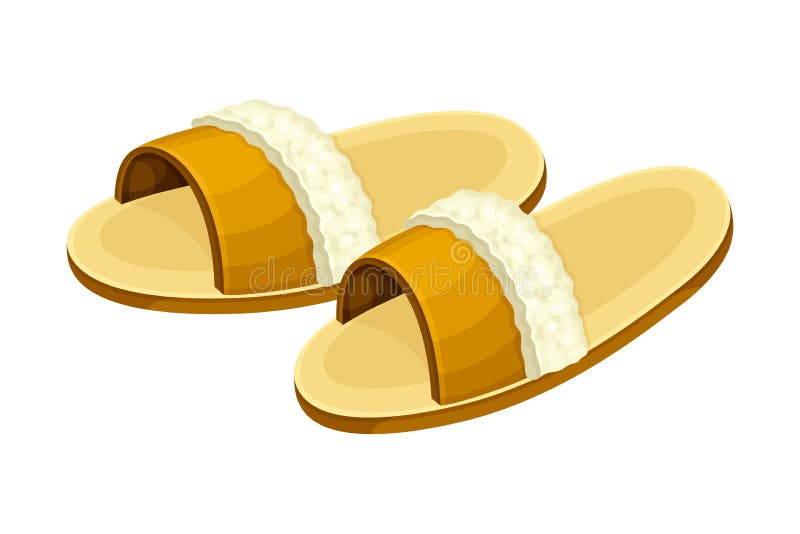 Pair of Slippers, Comfortable Textile Footwear for Home, Flip Flops ...