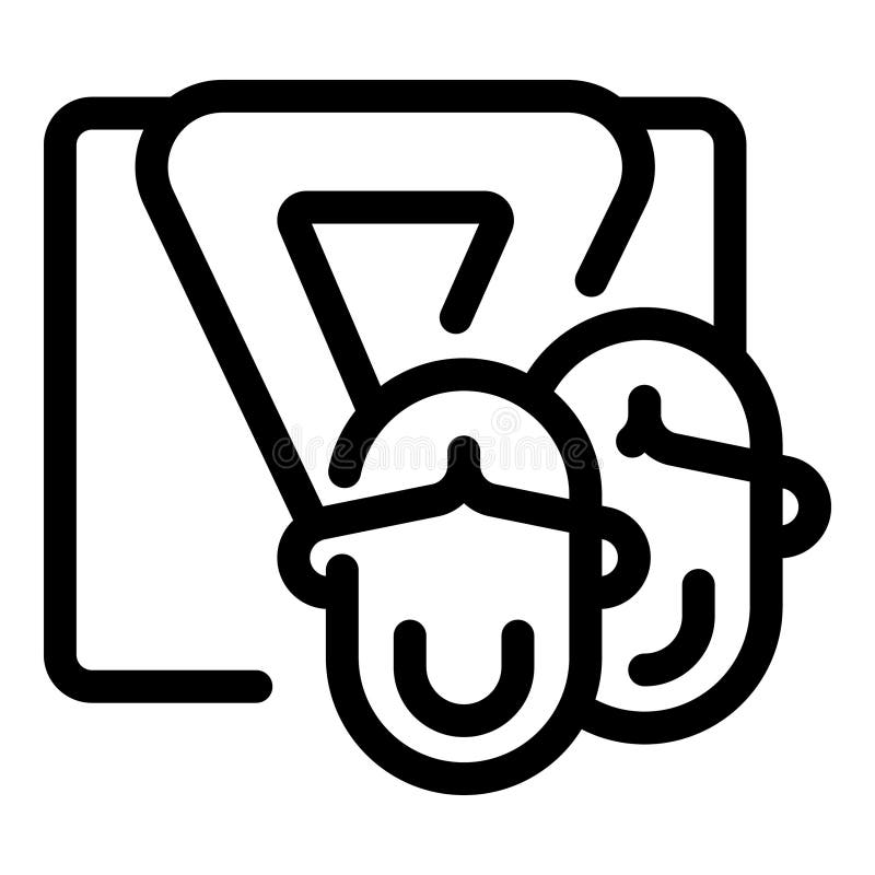 Pair of slippers standing on bath mat in bathroom line icon stock illustration