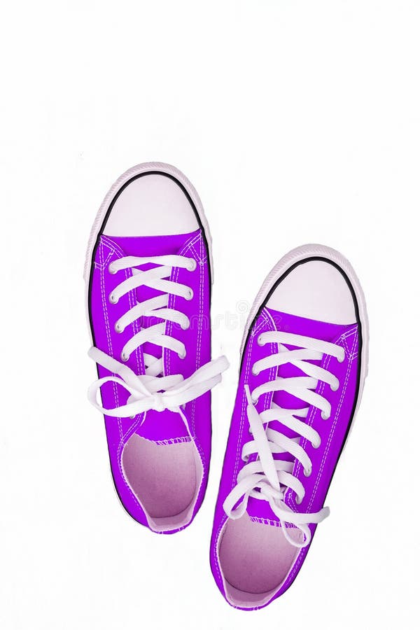 Pair Of Sneakers-colored Youth Running Shoes On A White Background ...