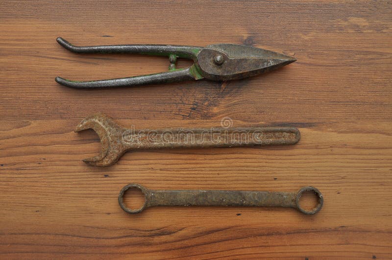 Pair of snips and wrenches stock photo Pair of snips and wrenches stock photo