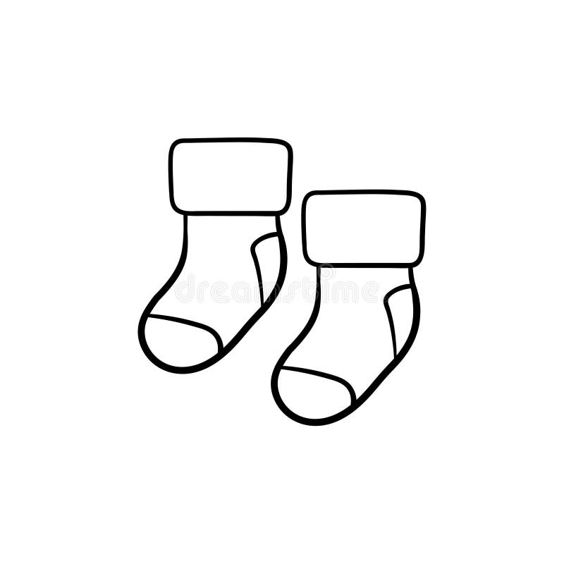 Pair of Socks for Newborn Baby Hand Drawn Outline Doodle Icon. Stock ...