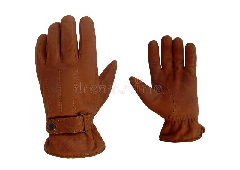 A pair of soft brown leather gloves both sides. Pair working gloves stock images, royalty-free photos and pictures