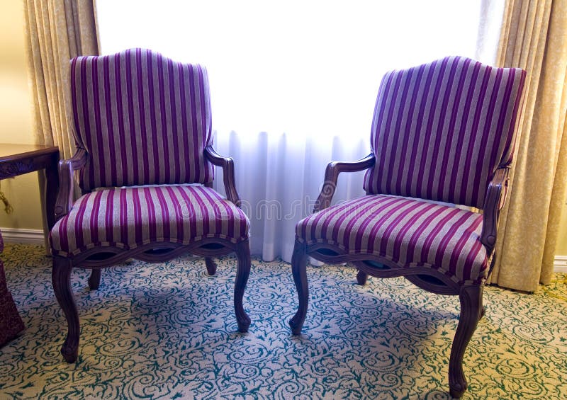 Pair of striped fabric chairs