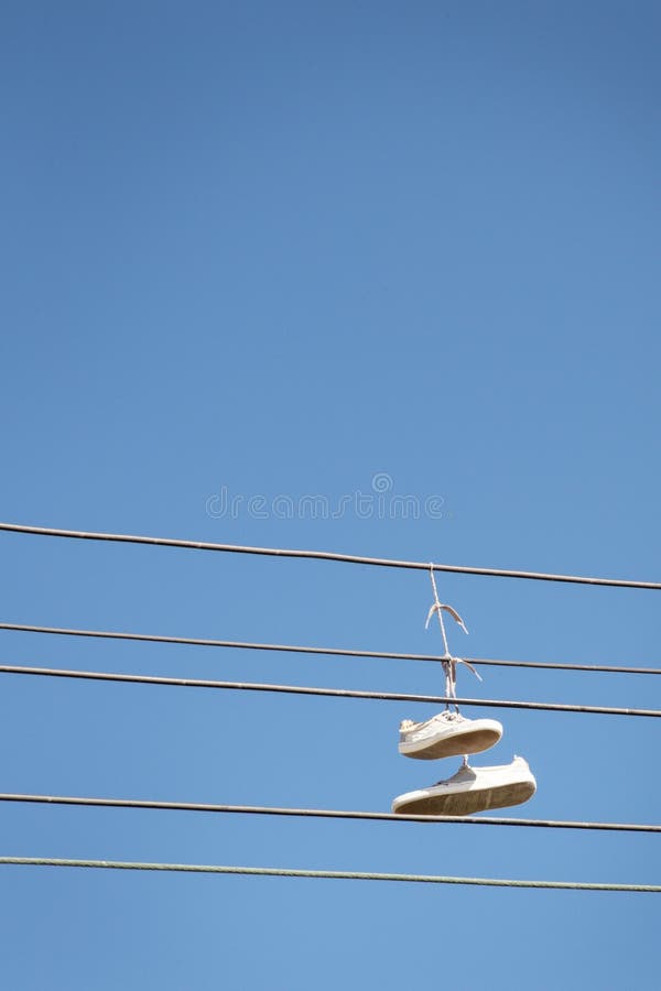 shoes hanging on line