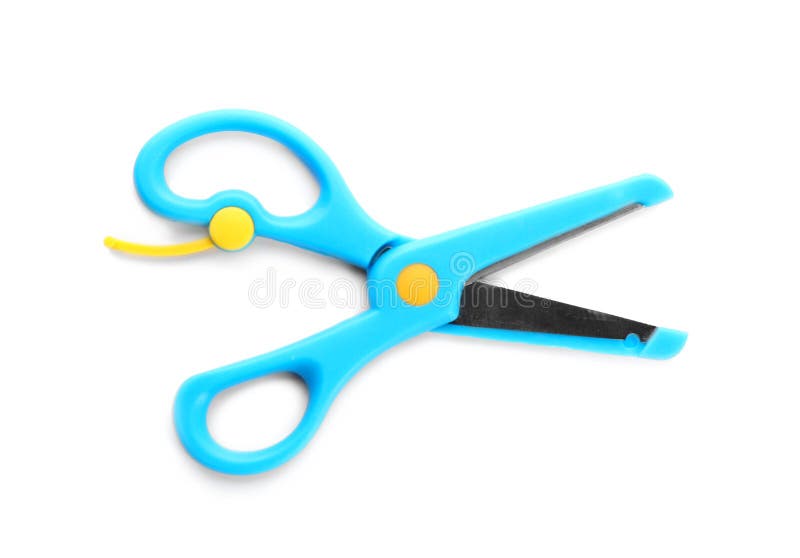 Pair of training scissors on white