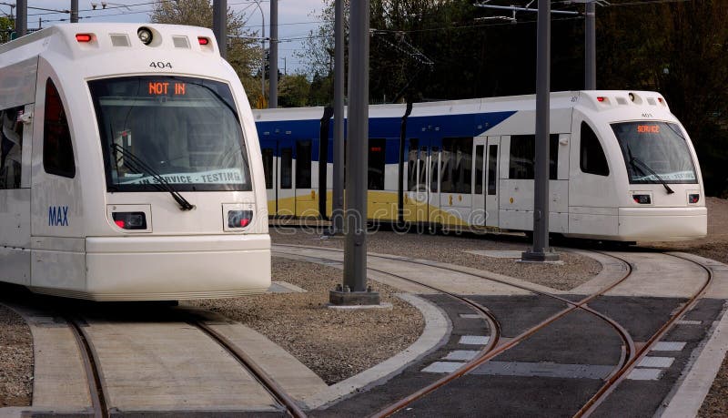 Pair of Trams stock photography