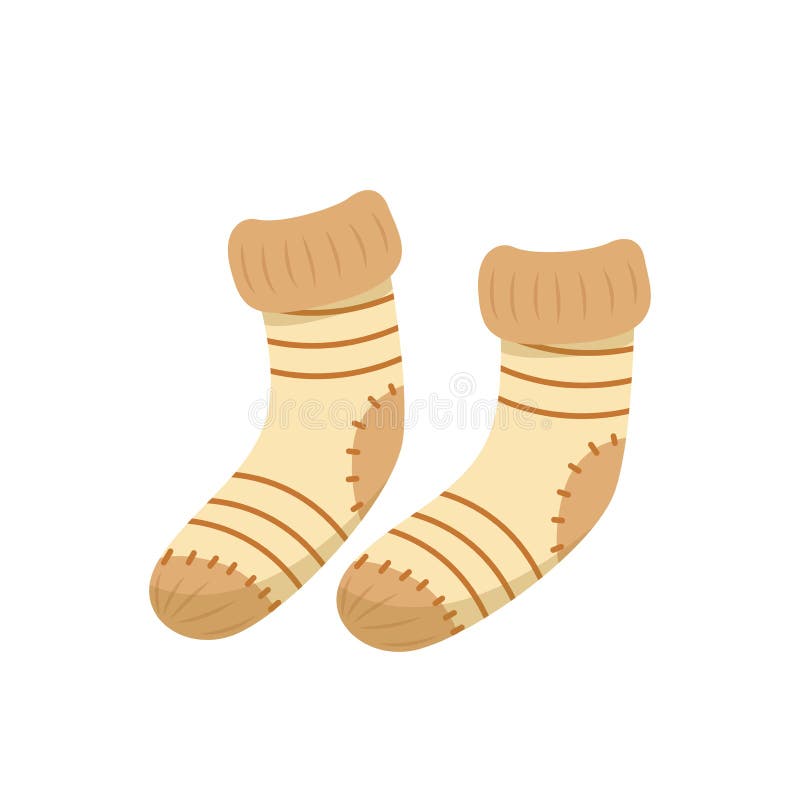 Pair of Warm Socks. Cozy Brown Socks. Flat, Cartoon, Vector Stock ...