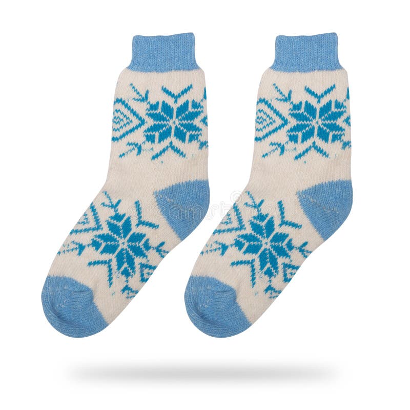 Pair of Woolen Socks with a Pattern Isolated Stock Photo Image of