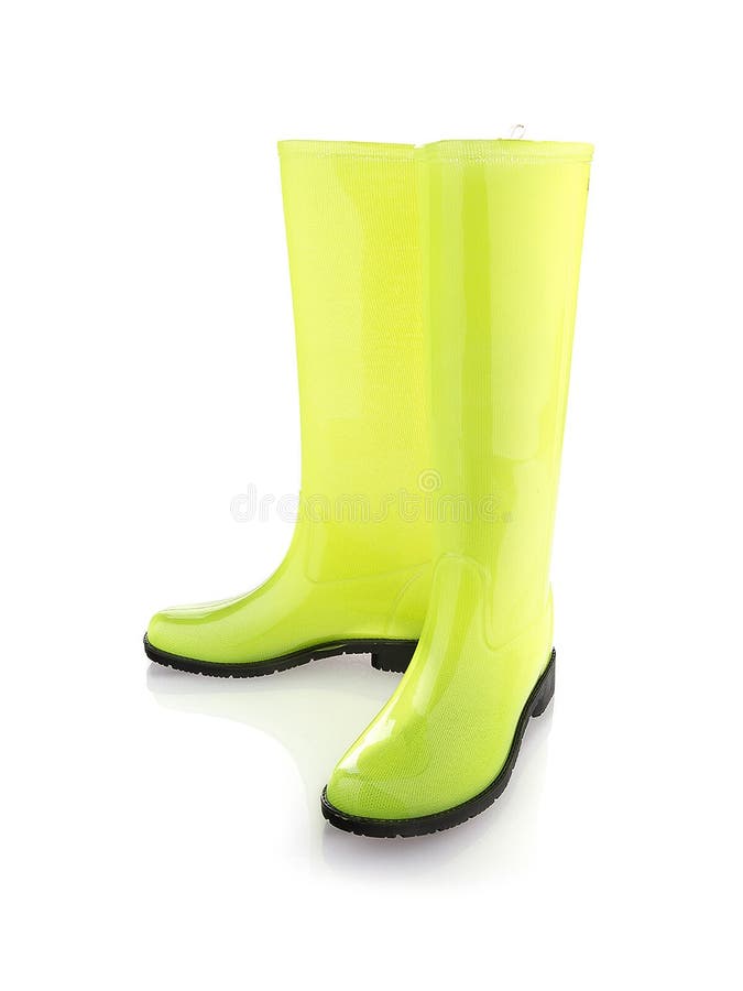 Pair of Yellow Rubber Boots Isolated Stock Image Image of couple