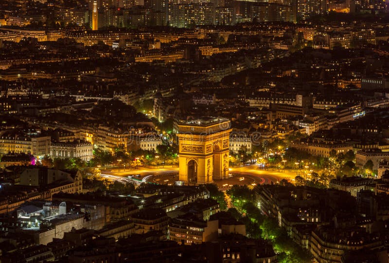 Paris by Night- Aerial View stock images Paris by Night- Aerial View stock images
