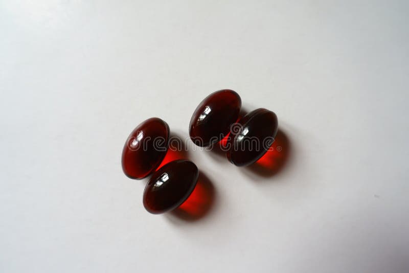2 Pairs of Red Capsules of Krill Oil Stock Image Image of