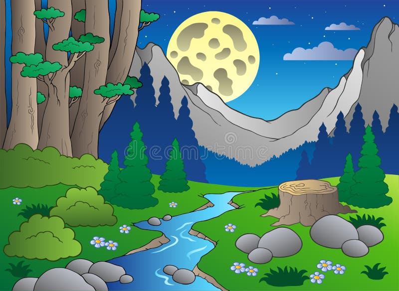 Paisagem 3 da floresta dos desenhos animados ilustração royalty free Paisagem 3 da floresta dos desenhos animados ilustração royalty free