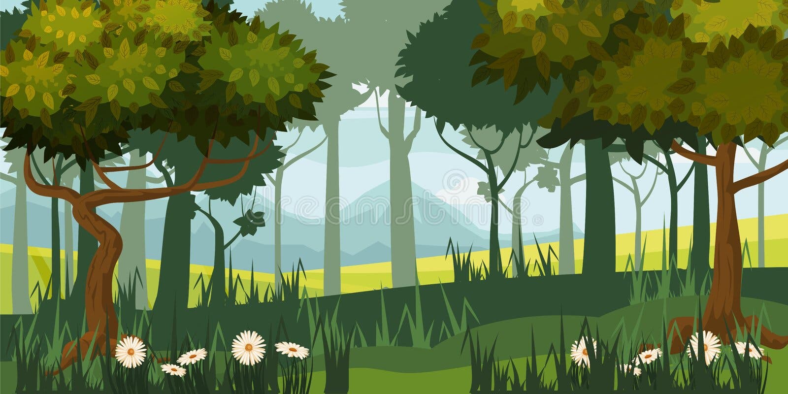 Interface Jogo Desenhos Animados Floresta Vetorial Paisagem Selva