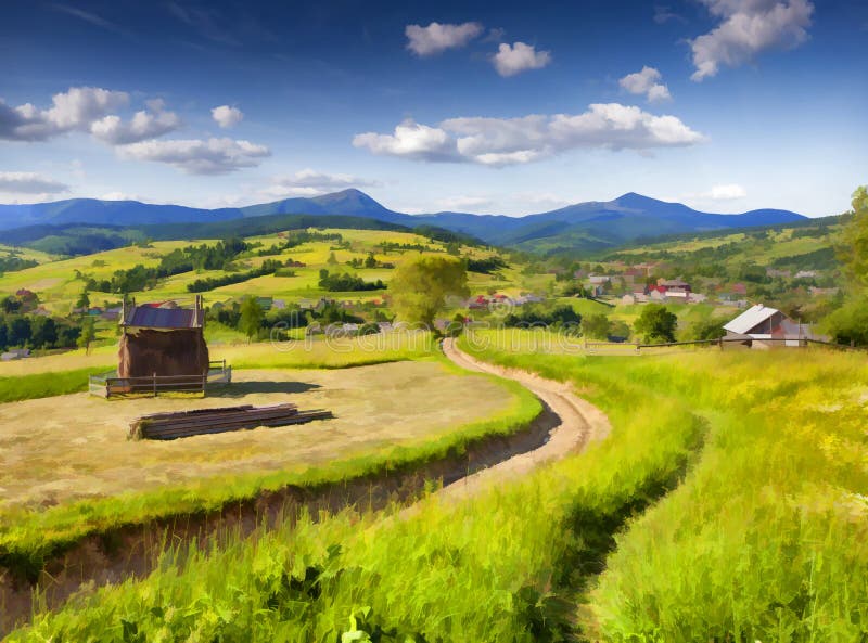 Paisagem bonita do outono na vila de montanhas imagem de stock Paisagem bonita do outono na vila de montanhas imagem de stock