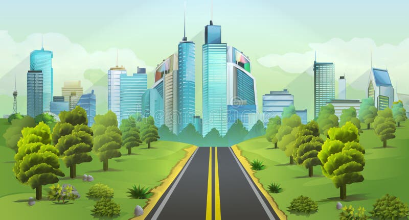 Paisagem urbana e natural ilustração do vetor