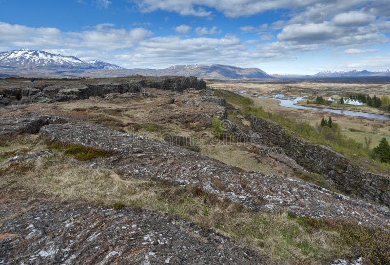 Paisagem da fratura da terra de Pingvellir Islândia fotografia de stock Paisagem da fratura da terra de Pingvellir Islândia fotografia de stock