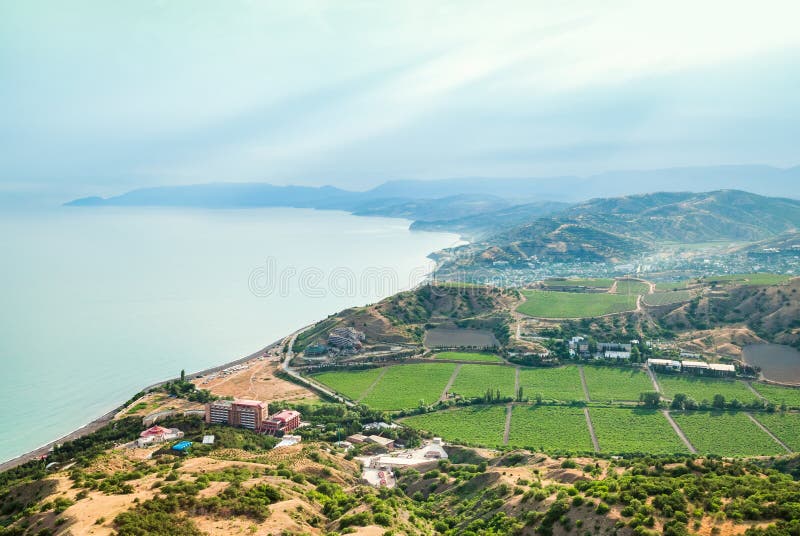 Mountain and sea landscape. Ukraine. Crimea. Mountain and sea landscape. Ukraine. Crimea.