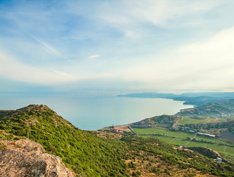 Mountain and sea landscape. Ukraine. Crimea. Mountain and sea landscape. Ukraine. Crimea.