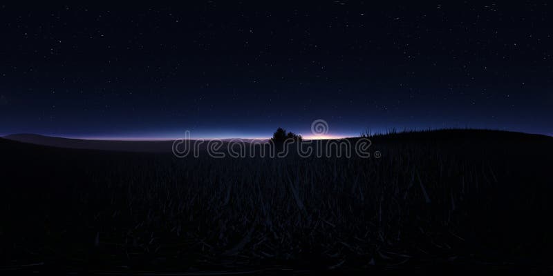 Paisagem da noite com estrelas e a Lua cheia Panorama, mapa do ambiente 360 HDRI Projeção de Equirectangular, panorama esférico ilustração stock Paisagem da noite com estrelas e a Lua cheia Panorama, mapa do ambiente 360 HDRI Projeção de Equirectangular, panorama esférico ilustração stock