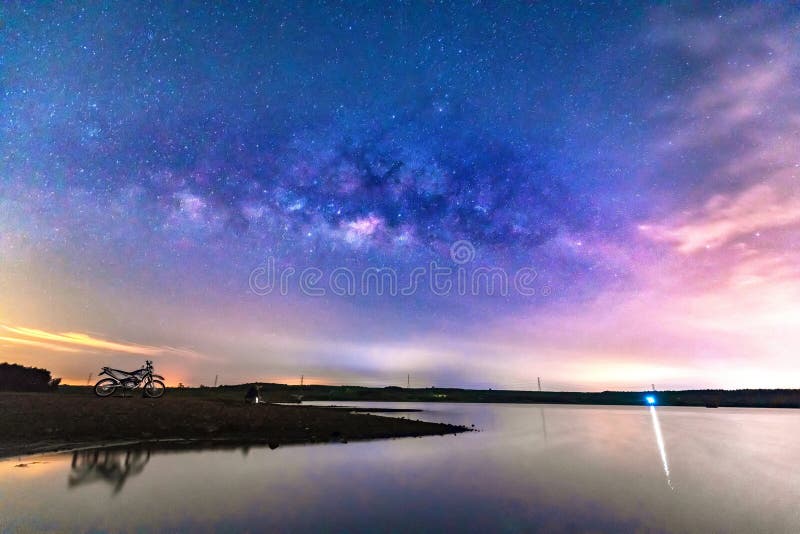 Night landscape with Milky Way at sky. This is the convergence of stars gathered in space that the naked eye is not seen during the day. Night landscape with Milky Way at sky. This is the convergence of stars gathered in space that the naked eye is not seen during the day