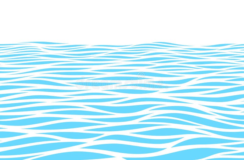 Paisagem da perspectiva das ondas de água azul Teste padr?o sem emenda horizontal do vetor