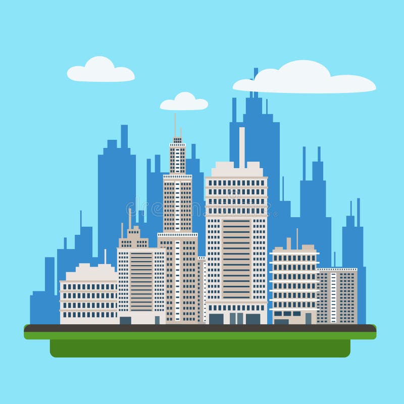 Paisagem de Megapolis com construções modernas da cidade grande ilustração do vetor Paisagem de Megapolis com construções modernas da cidade grande ilustração do vetor