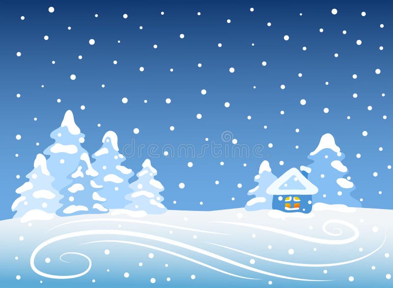 Paisagem de inverno com casa ilustração do vetor