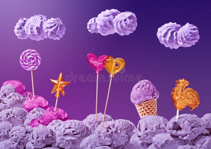 Paisagem doce do gelado e dos doces ilustração do vetor Paisagem doce do gelado e dos doces ilustração do vetor