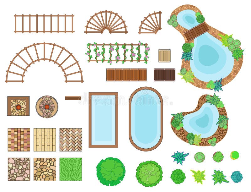 Paisagem, elementos do jardim ilustração do vetor Paisagem, elementos do jardim ilustração do vetor