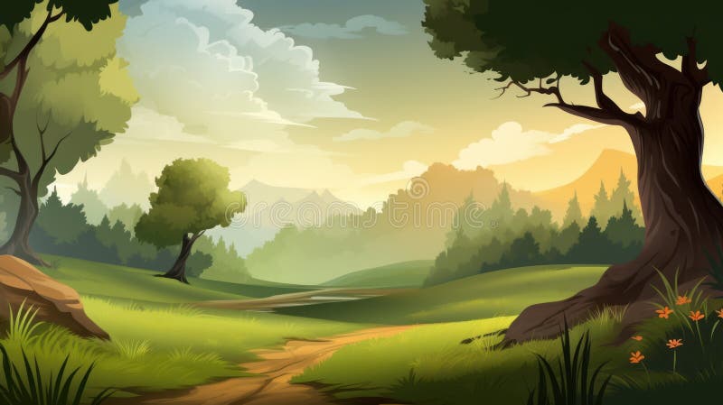 Paisagem De Fundo Anime Imagem Gerativa Ai Ilustração Stock