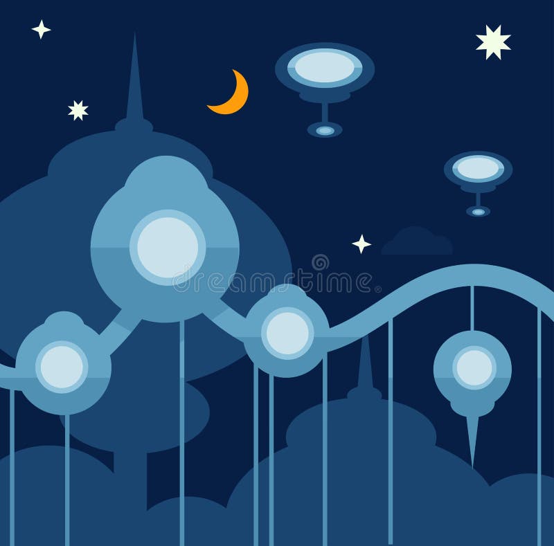Paisagem futura da cidade Vetor moderno ilustração do vetor Paisagem futura da cidade Vetor moderno ilustração do vetor