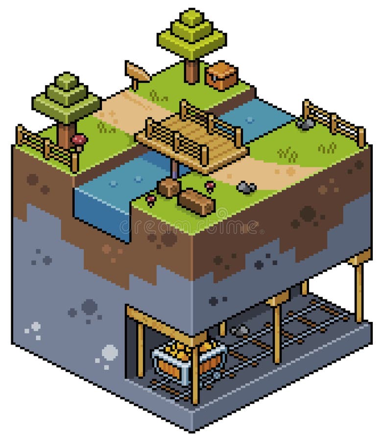 Tela inicial do jogo de mineração de pixel art. mina subterrânea